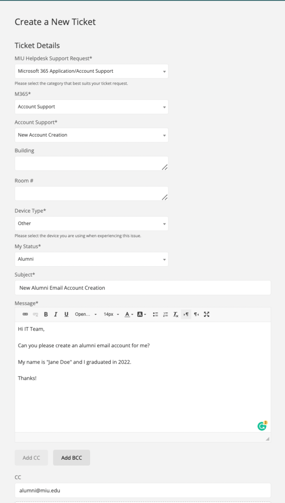 Alumni email accounts